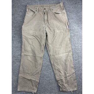 Carhartt Pants Mens 36x32 Tan Loose Fit Utility Workwear Carpenter Distressed